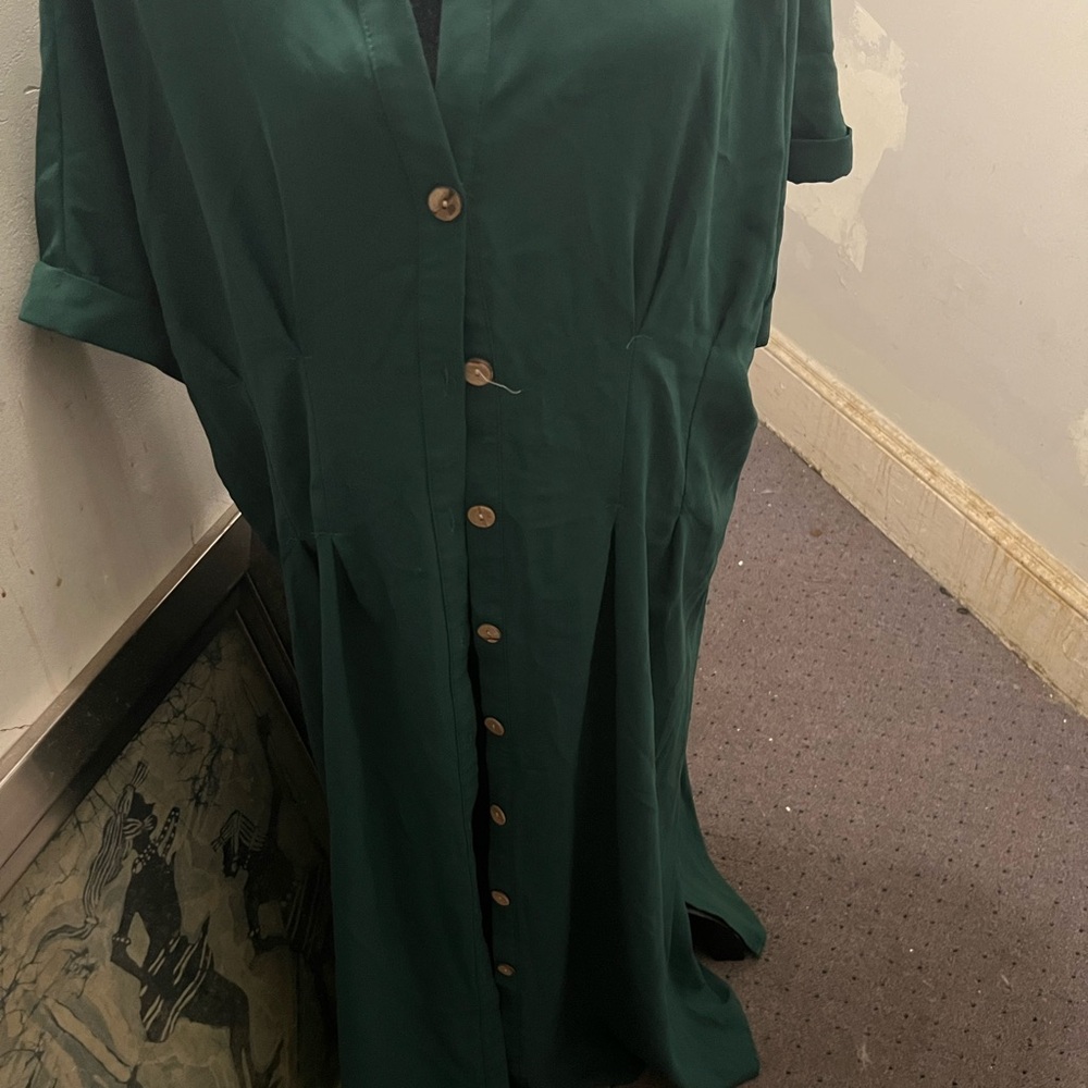 SHEIN Curve Green Long Short Sleeve Dress